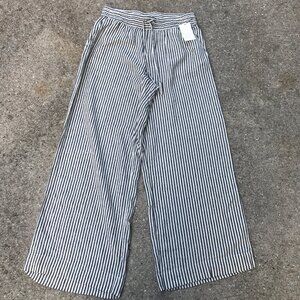 a new day Linen Wide Leg Stripe Pants NWT